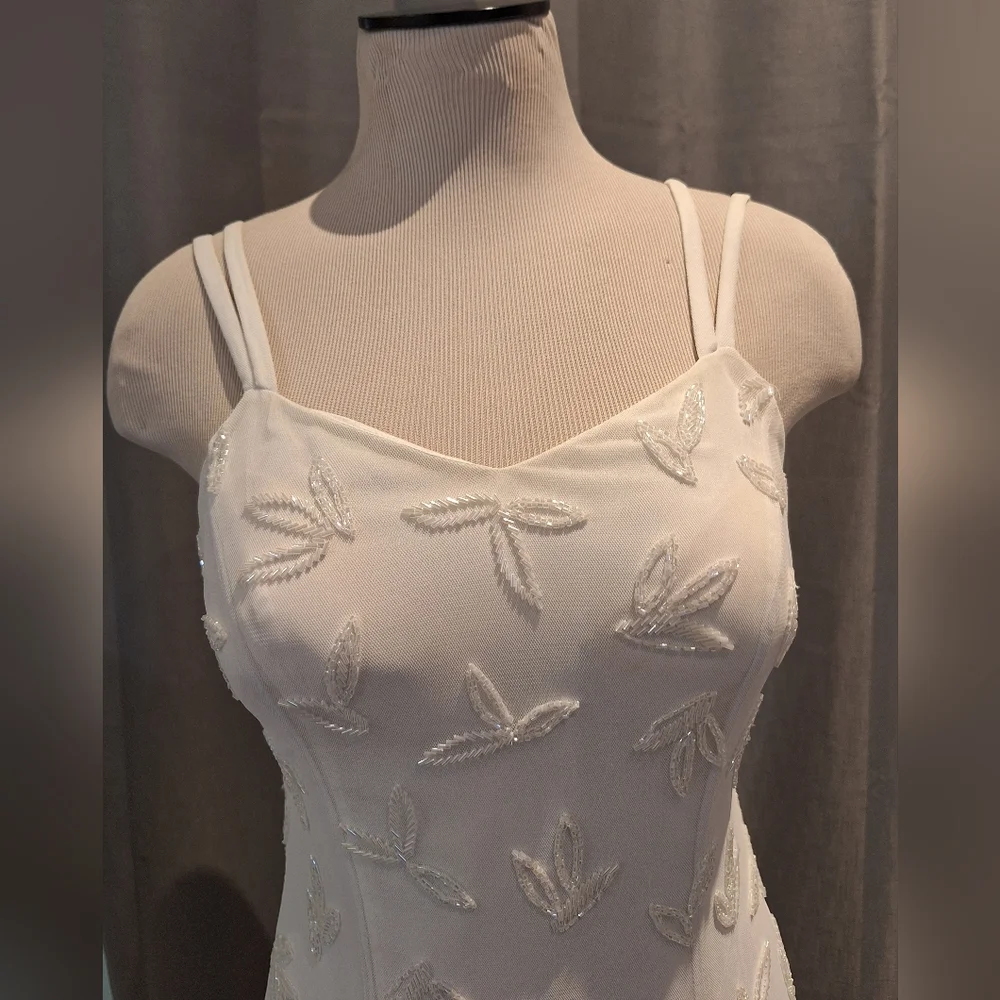 K Lily Ivory White Beaded Maxi Evening Dress Size 8 - Picture 3 of 12